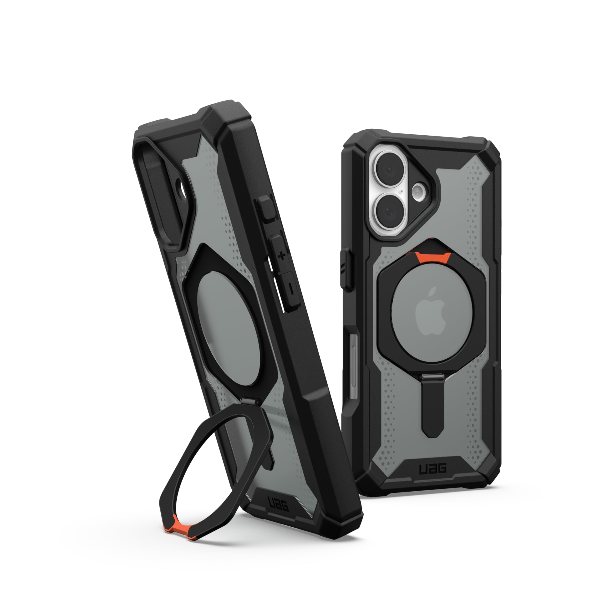 UAG iPhone 16 Case 6.1" Plasma XTE - Compatible with MagSafe Charging& Kickstand Rugged Shockproof Anti-Slip Military Grade Protective Cover, Black/Orange