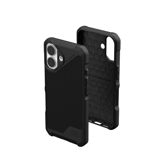 UAG iPhone 16 Case Metropolis LT - Compatible with MagSafe Charging Rugged Shockproof Anti-Slip Military Grade Protective Cover, Kevlar Black