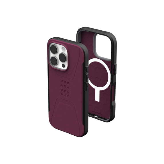 UAG iPhone 16 Pro Case 6.3" Civilian - Compatible with MagSafe Charging Rugged Slim Sleek Shockproof Anti-Slip Military Grade Protective Cover, Bordeaux