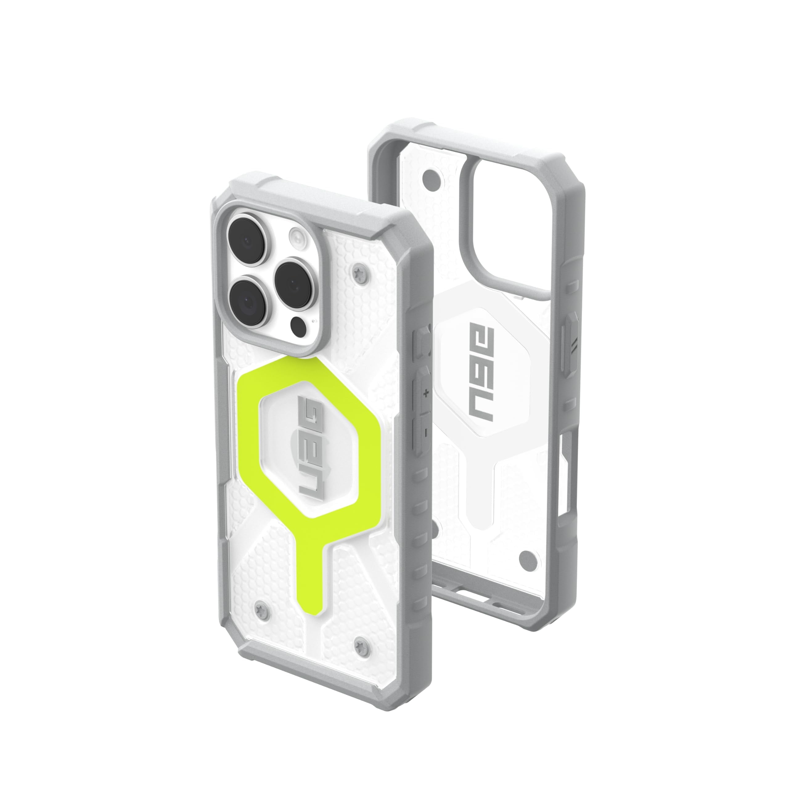 UAG iPhone 16 Pro Case 6.3" Pathfinder Clear - Compatible with MagSafe Charging Rugged Shockproof Anti-Slip Military Grade Protective Cover, Active Neon