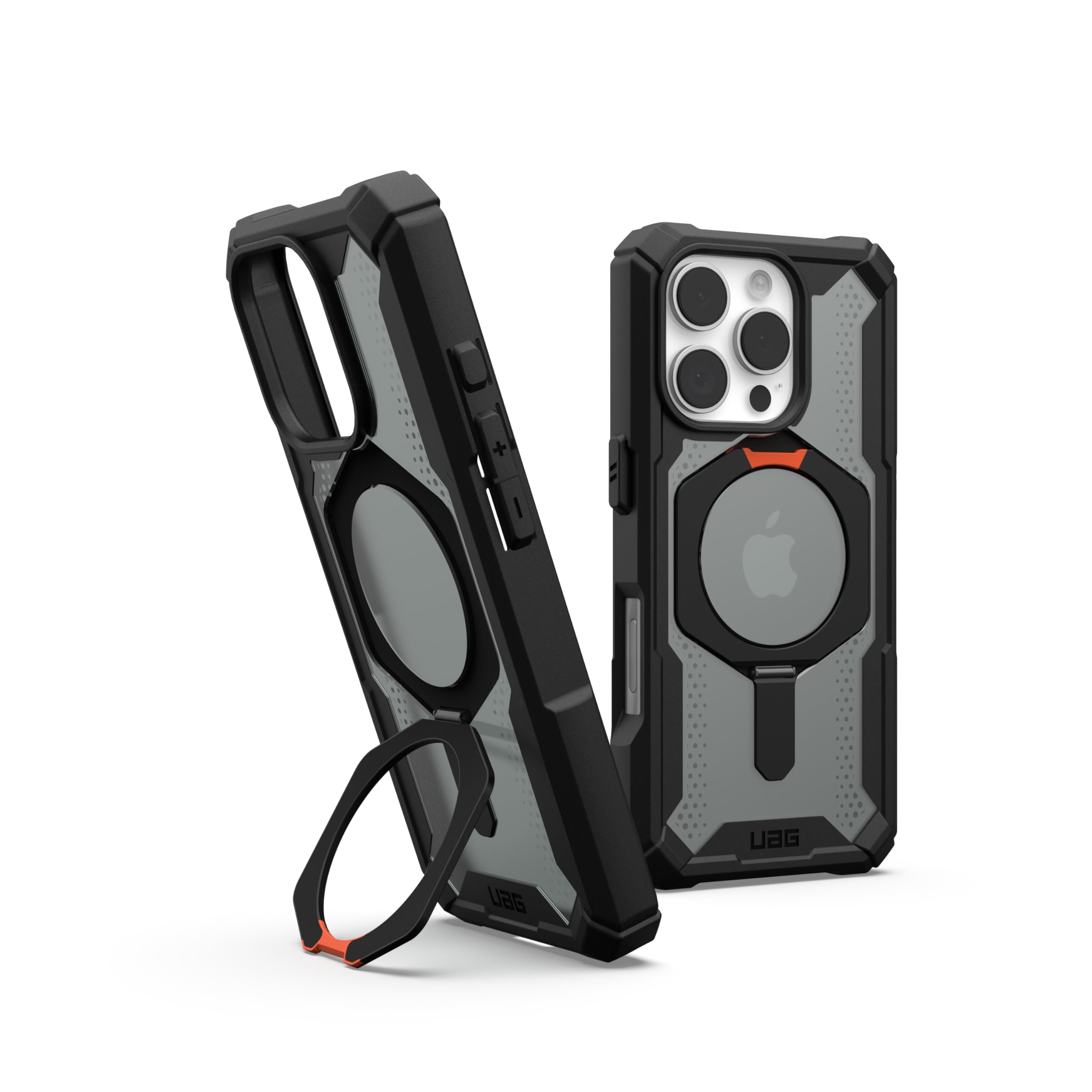 UAG iPhone 16 Pro Case 6.3" Plasma XTE - Compatible with MagSafe Charging & Kickstand Rugged Shockproof Anti-Slip Military Grade Protective Cover, Black/Orange