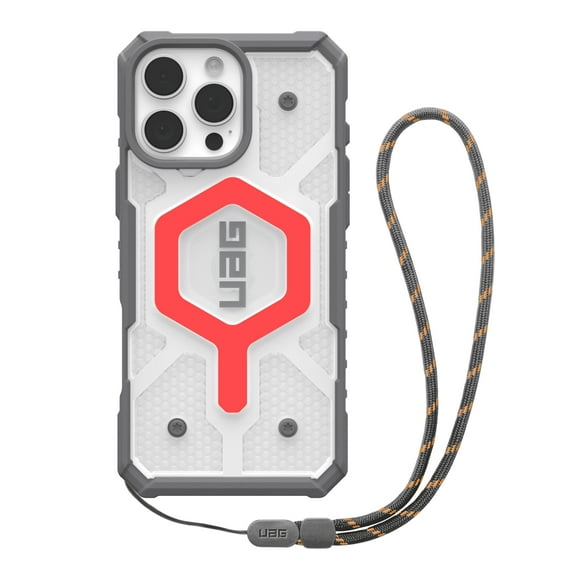 UAG iPhone 16 Pro Max Case 6.9" Pathfinder Clear Active Lava Compatible with MagSafe Charging Rugged Shockproof MIL-STD Protective Cover Lanyard Active Lava Bundle Set