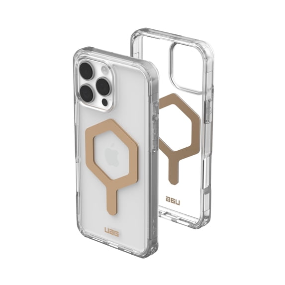 UAG iPhone 16 Pro Max Case 6.9" Plyo - Compatible with MagSafe Charging Rugged Slim Anti-Yellowing Transparent Clear Shockproof Military Grade Protective Cover, Ice/Gold
