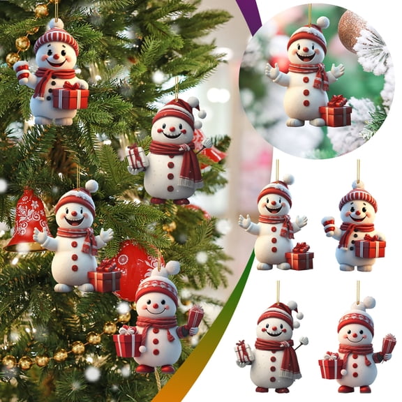 UAKIRO Christmas Acrylic Snowman Ornaments, Christmas Tree Hanging Decorations, Xmas Tree Pendants for Holiday Party Home Decor Gift