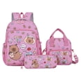 thumbnail image 1 of UALSRZL 3 Piece Backpack Set for Girls, Cute Kapibala Large Capacity School Bookbag with Lunch Bag & Pencil Case for Elementary Students 3-6 Grade, 1 of 5