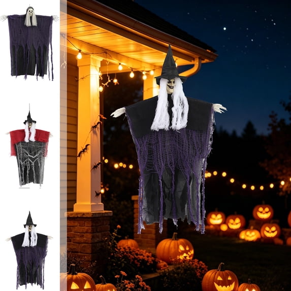 UALSRZL 31" Hanging Ghosts Witches Halloween Decorations for Outdoor Indoor, Scary Flying Grim Reapers Skeleton for Front Porch Yard Garden Holiday Decor