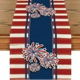 thumbnail image 1 of UALSRZL 4th of July Patriotic Table Runner, 72 inch Red White and Blue Linen Table Runner with Flag Stars for Independence Day Dining Kitchen Tabletop, 1 of 4