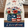 thumbnail image 1 of UALSRZL 4th of July Patriotic Table Runner, 72 inch Red White and Blue Linen Table Runner with Flag Stars for Independence Day Dining Kitchen Tabletop, 1 of 5