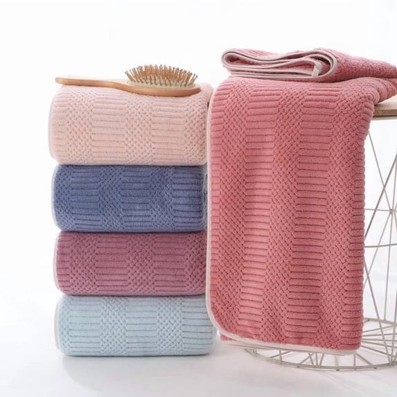 UALSRZL Bath Towels, Ultra Soft Absorbent Quick Drying Hand Towels, Microfiber Corals Fleece Wash Cloths with Hanging Loops, Pink