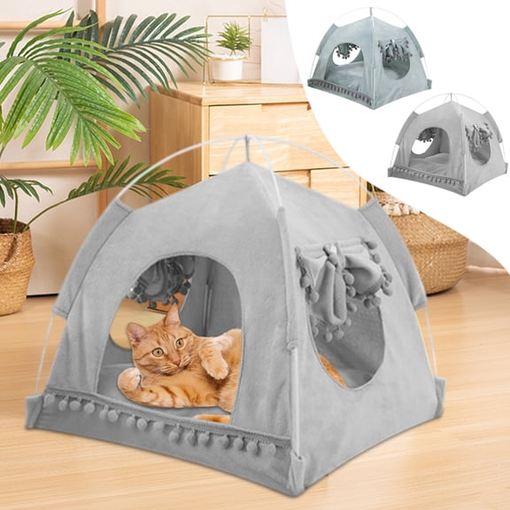 UALSRZL Cat Bed Pet Beds for Cats Cute Cat Tent for Indoor, Cozy Cat Cave Beds Four Seasons Universal Sleeping Cushion Cotton, 15"H, Green