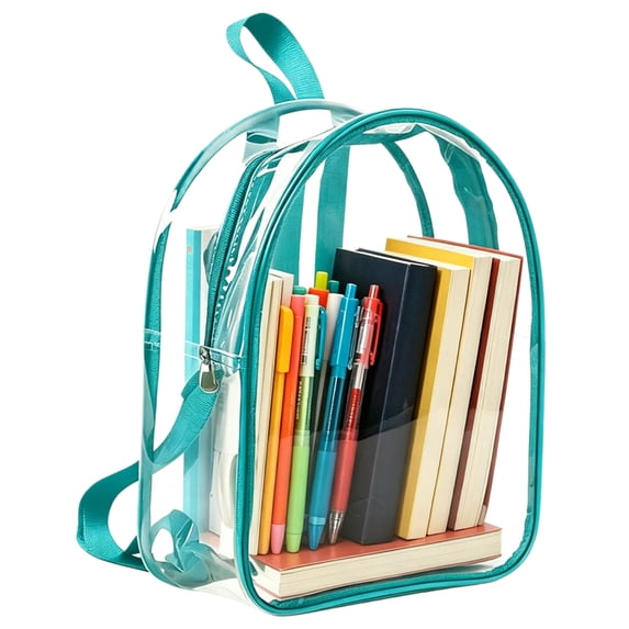UALSRZL Clear Backpack, Heavy Duty PVC Transparent School Bag with Reinforced Strap, Large Capacity Bags for Stadium Events College Sport, Green