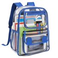 thumbnail image 1 of UALSRZL Clear Backpack, Heavy Duty PVC Transparent School Bag with Reinforced Strap, Large Capacity Bookbags for Boys Girls Stadium Approved, Blue, 1 of 7