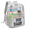 thumbnail image 1 of UALSRZL Clear Backpack, Heavy Duty PVC Transparent School Bag with Reinforced Strap, Large Capacity Bookbags for Boys Girls Stadium Approved, Gray, 1 of 7