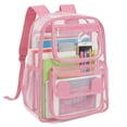 thumbnail image 1 of UALSRZL Clear Backpack, Heavy Duty PVC Transparent School Bag with Reinforced Strap, Large Capacity Bookbags for Boys Girls Stadium Approved, Red, 1 of 7