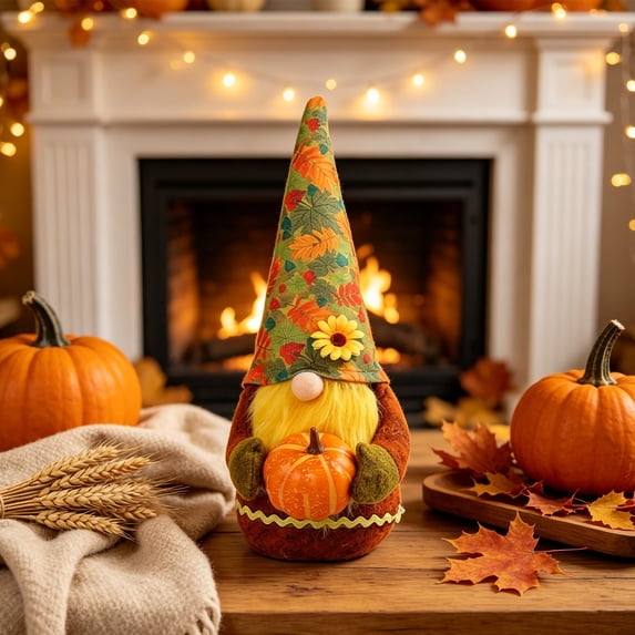 UALSRZL Fall Gnome Ornaments, Pumpkin Sunflower Faceless Doll Decorations, 13" Harvest Gnome Figurine for Thanksgiving Halloween Tabletop Shelf Decor