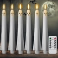 thumbnail image 1 of UALSRZL Ghost Flameless Taper Candles, Halloween Decorations 2/4/6pack 3D Led Taper Candles Battery Operated with Remote & Timer for Table Indoor Holiday Party Decor, White, 1 of 8