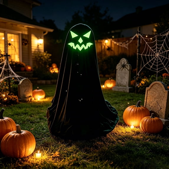 UALSRZL Halloween Decorations Ornaments Outdoor, 40" Spooky Ghost with Glowing Face in the Dark, Halloween Decor Outside for Garden Porch Lawn Holiday