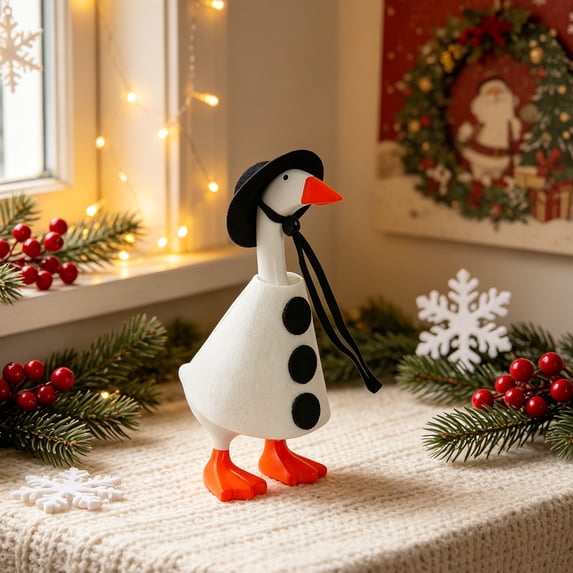 UALSRZL Magnetic Goose Key Holder, 7inch Mini Desk Goose with Outfit, Resin Desktop Goose for Home Office Table Festivel Housewarming Gifts, White