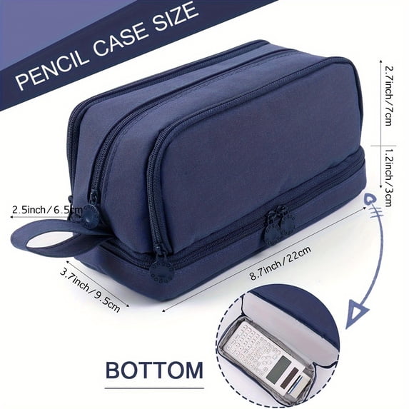 UALSRZL Pencil Case Four Compartment Organizer, Large Capacity Storage Bag for Pens Pencils Markers, Solid Color Pencil Pouch for School Home Office