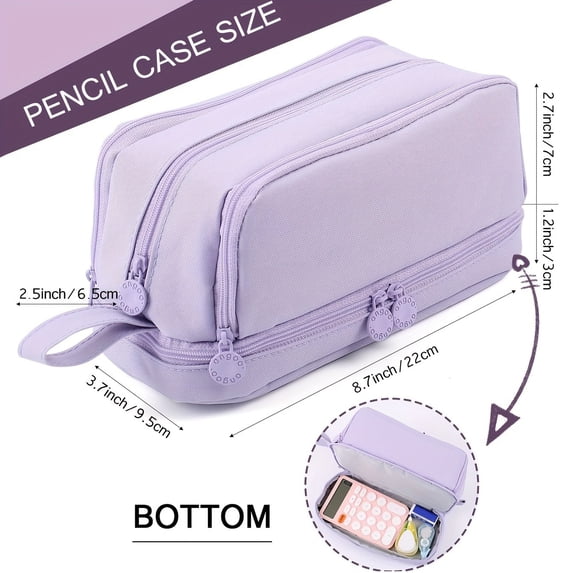 UALSRZL Pencil Case Four Compartment Organizer, Large Capacity Storage Bag for Pens Pencils Markers, Solid Color Pencil Pouch for School Home Office