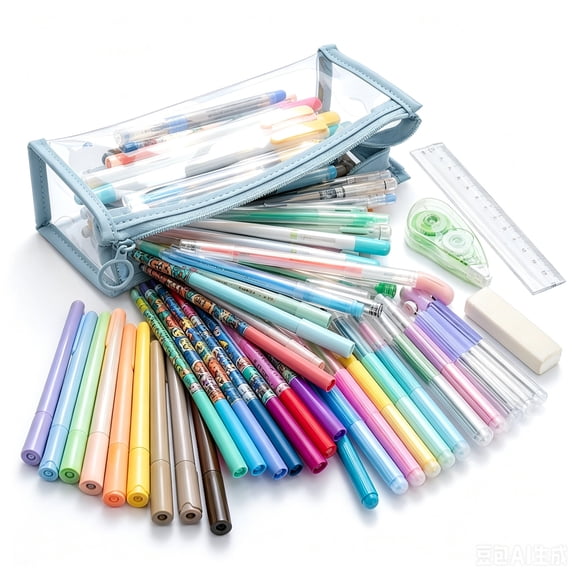 UALSRZL Pencil Case, Large Capacity Pencil Pouch for Boys Girls, Clear Pencil Box Bag for Kids Elementary School Supplies, Blue