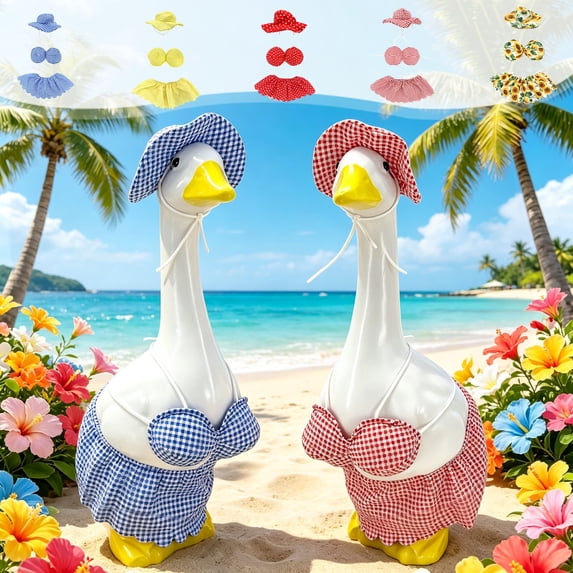 UALSRZL Porch Goose Outfits Set, 23in Porch Goose Bikini Outfits, Summer Hawaiian Style Geese Outfits for Patio Pool and Yard Outdoor Decor, Blue