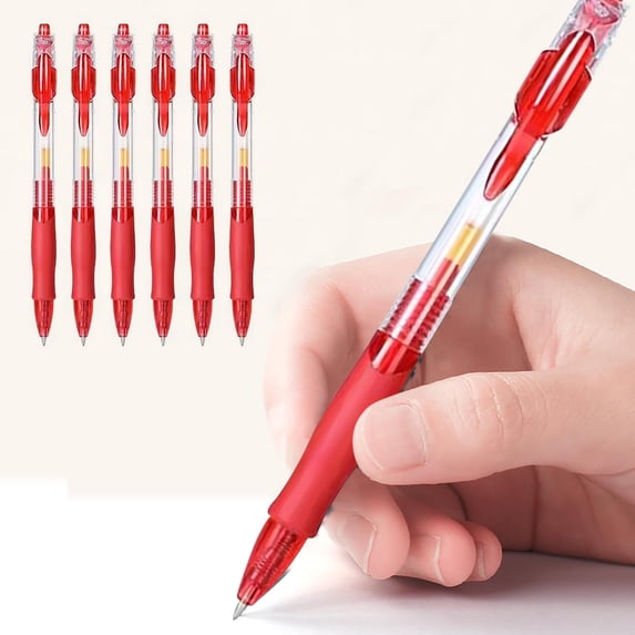 UALSRZL Retractable Gel Pen 0.5mm Fine Point, Quick Dry Smooth Writing Click Pen, Red Ink Exam Pen for School Office Supplies