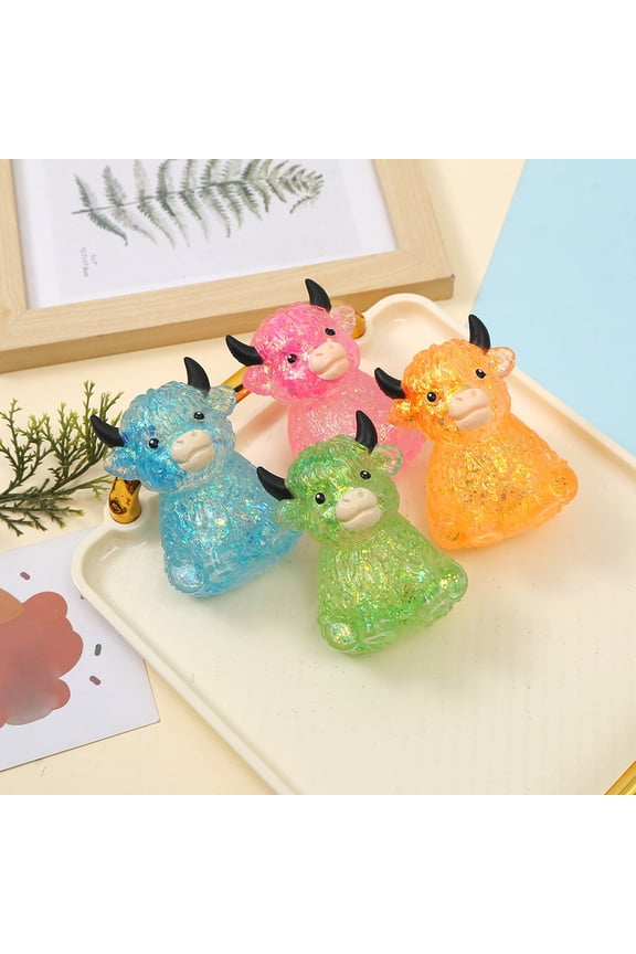 UALSRZL Squeeze Toys, Cute Highland Cow Squishies Fidget Toys, Slow Rising Animals Stress Balls for Anxiety Relief Office Desk Home Essential, Green