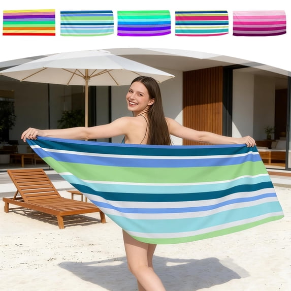 UALSRZL Striped Beach Towel, Oversized Soft Lightweight Beach Towels, Quick-Dry Beach Blanket for Seaside Pool Cruise Vacation Essentials, 30x59"