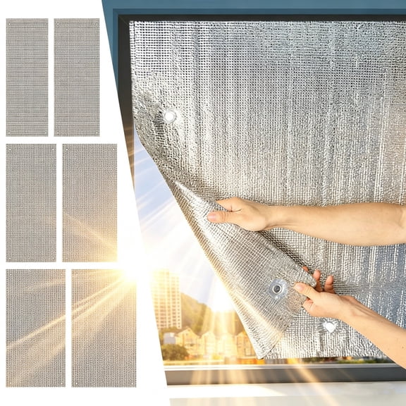 UALSRZL Window Heat Blocker, 39x20in Double-Sided Aluminum Foil Window Insulation for Summer Heat, Weatherproof Reflective Insulation Roll, Silver