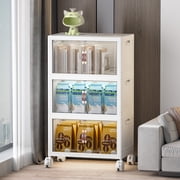 UAMFURI 168QT Stackable Storage Bins with Lids and Wheels, 3 Tier Plastic Storage Drawers, Foldable Closet Organizers for Bedroom, Kitchen, Office