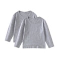 thumbnail image 1 of UAMVSH 2 PC Girls Boys Long Sleeve Tops Sets Kids Unisex Solid Color Crew Neck Tunics Loose Fit Fall Casual Layering Shirts(12-24 Months,Gray), 1 of 6