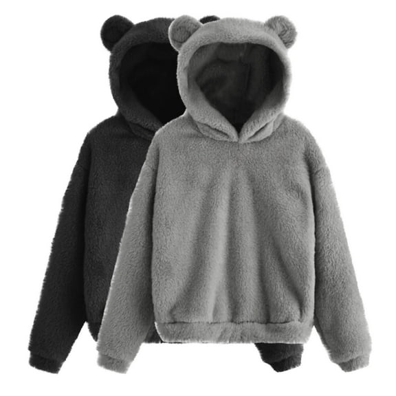 UAMVSH 2 Pack Hoodie for Women Plus Size Cute Ears Fleece Hooded Sweatshirts Warm Winter Long Sleeve Plush Loungewear Pullover(4X-Large,Black)