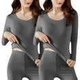 thumbnail image 1 of UAMVSH 2 Pack Long Sleeve Thermal Undershirts for Women Fleece Lined Scoop Neck Slim Base Layer Tee Underwear Tops, 1 of 3