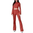 thumbnail image 1 of UAMVSH 2 Piece Lounge Sets for Women Cropped Long Bell Sleeve Tops with High Waisted Bootcut Leggings Sweatsuits Yoga Stretchy Sweatsuit Outfits(SmallRed), 1 of 7