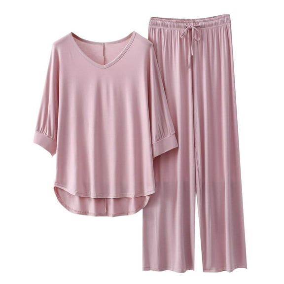 UAMVSH 2 Piece Pajama Sets Womens 3/4 Sleeve Pj Sets Pjs Sleepwear Soft Pajama Top and Pants Nightwear