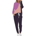 thumbnail image 1 of UAMVSH 2 Piece Sweatsuits Outfits Sets for Women Soft Jogging Workout Pants with Pockets Trendy Color Block Pullover Tops Long Sleeve Loungewear(X-LargePurple), 1 of 7