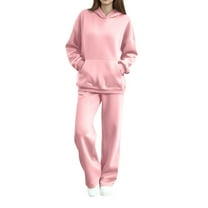 UAMVSH 2 Piece Sweatsuits for Women Oversized Hoodies Wide Leg Pants Matching Set Soft Long Sleeve Pullover Tracksuit with Pocket