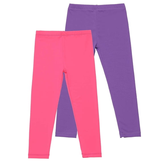 UAMVSH 2PC Lightweight Leggings for Girls Soft Kids Stretchy Slim Fit Pants Elastic Waist Kids Solid Color Pants Yoga Dance Pants(11-12 Years,Purple 3)