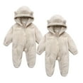 thumbnail image 1 of UAMVSH 2PC Newborn Baby Romper Fleece Long Sleeve Zipper Onesies Infant Boys Girls Warm Footed Hooded Jumpsuit Winter Clothes 0-12M, 1 of 7