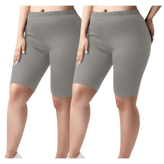 UAMVSH 2PC Plus Size Shorts for Women Soft Yoga Stretchy Skinny Short Leggings Casual Summer Slimming High Elastic Waist Shorts