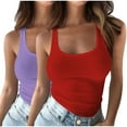 thumbnail image 1 of UAMVSH 2pc Ribbed Knit Tank Tops for Women Square Neck Sleeveless Camisole Shirts Going out Tops, 1 of 4