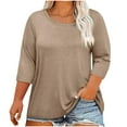 thumbnail image 1 of UAMVSH 3/4 Length Sleeve Womens Tops Plus Size Crew Neck Basic Tees Casual Loose Fit Tunic T Shirt Fashion Clothing, 1 of 4