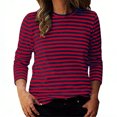thumbnail image 1 of UAMVSH 3/4 Length Sleeve Womens Tops Summer Loose Fit Striped Shirt Comfy Soft Crewneck Basic Tees Business Casual Work Blouses, 1 of 5