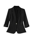 thumbnail image 1 of UAMVSH 3/4 Sleeve Blazers for Women Plus Size Business Casual Suit Jackets Lapel Neck Dressy Outerwear Fall Plain Pockets Work Coats(4X-Large,Black), 1 of 5