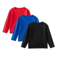 thumbnail image 1 of UAMVSH 3 Pack Girls Boys Long Sleeve Shirts Lightweight Kids Unisex Cotton T-Shirt Basic Plain Crew Neck Tops Fall Clothes(12-24 Months,Black 2), 1 of 7