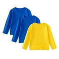 thumbnail image 1 of UAMVSH 3 Pack Girls Boys Long Sleeve Shirts Lightweight Kids Unisex Cotton T-Shirt Basic Plain Crew Neck Tops Fall Clothes(2-3 Years,Blue), 1 of 7