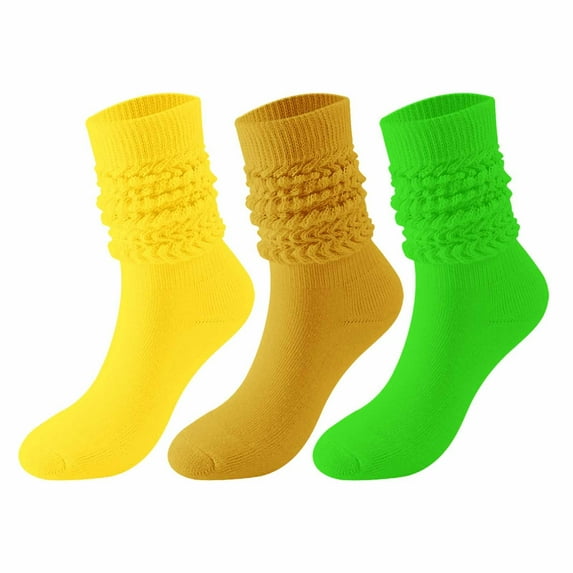 UAMVSH 3 Pairs Slouch Socks for Women Soft Long Scrunch Knee High Socks Unisex Ribbed Knit Soft Socks
