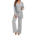 thumbnail image 1 of UAMVSH 3 Piece Ribbed Lounge Sets for Women Knitted Long Sleeve Cardigan Cropped Tank Top and Wide Leg Pants Fall Winter Sets(X-LargeGray), 1 of 7