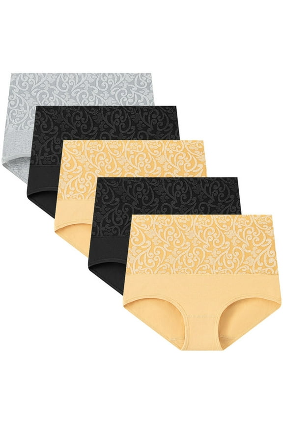 5 Pack Cotton Underwear for Women Soft Briefs Full Coverage Ladies Panties High Waist Stretchy Underpants